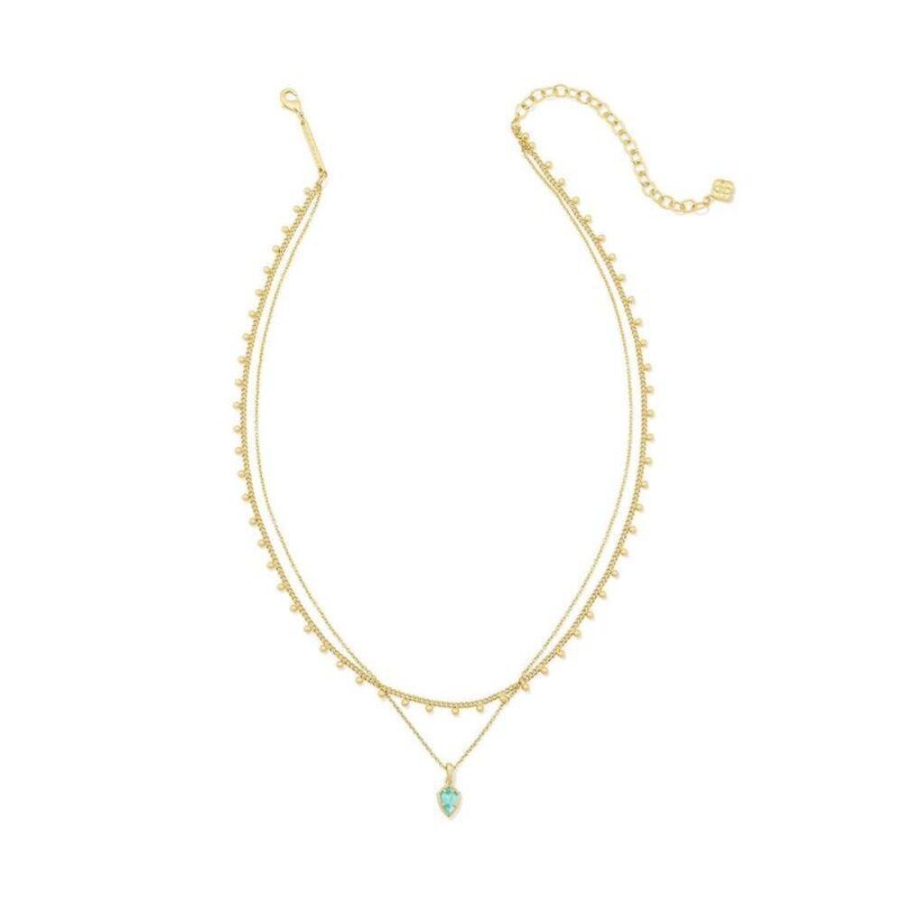 Kendra Scott Reese Multi Strand Necklace - Gold/London Blue Illusion One Size